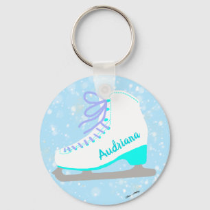 Personalisierte Blue Ice-Skate Niedlich Abbildung Schlüsselanhänger