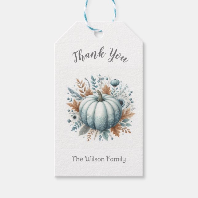 Personalisierte Blue Little Pumpkin Geschenketiket Geschenkanhänger (Vorderseite)