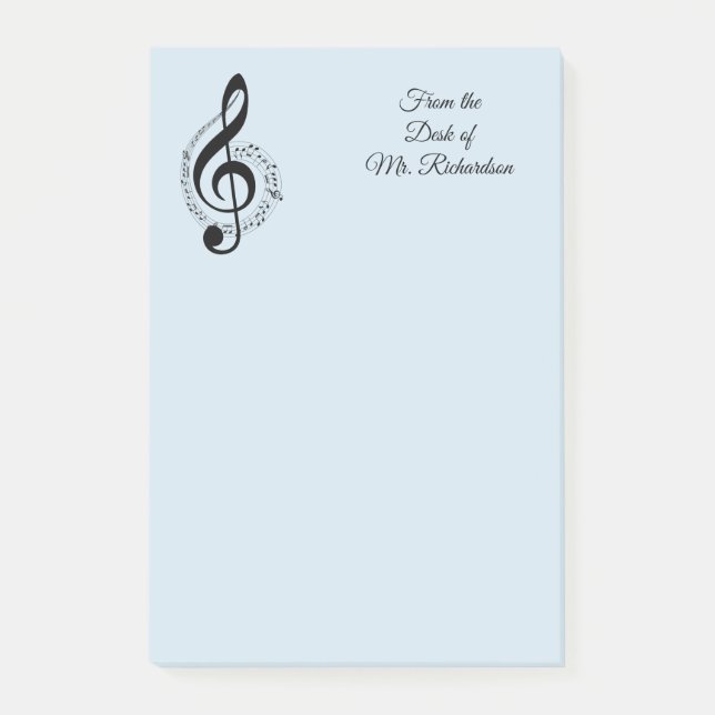 Personalisierte Blue Music Post It Notes 4x6 Post-it Klebezettel (Vorderseite)