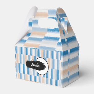 Personalisierte Blue Peach Watercolor Gefälligkeit Geschenkschachtel