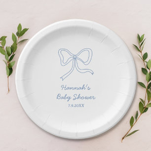 Personalisierte Blue Ribbon Baby Duschpapier Telle Pappteller