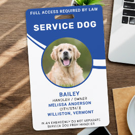 Personalisierte Blue Service Dog Foto ID Ausweis