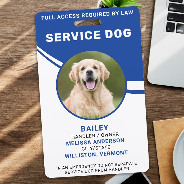 Personalisierte Blue Service Dog Foto ID Ausweis (Von Creator hochgeladen)