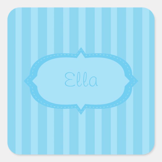 Personalisierte Blue Stripes Square Sticker (Vorderseite)