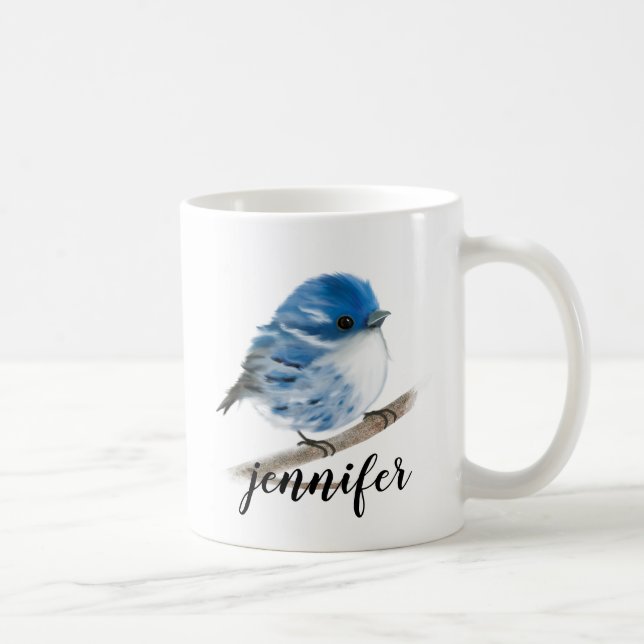Personalisierte Blue Warbler Bird-Tasse Kaffeetasse (Rechts)