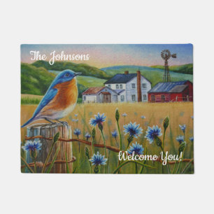 Personalisierte Bluebird Cornblumen Sommerfarm Art Fußmatte