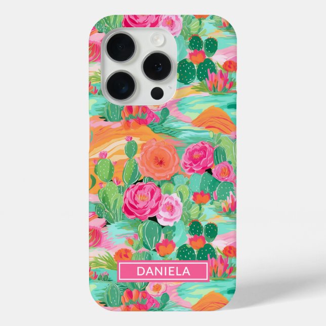 Personalisierte blühende Wüstenkaktusse Case-Mate iPhone Hülle (Rückseite)
