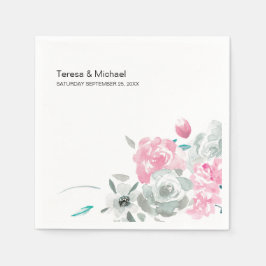 Personalisierte Blume blüht Aquarell Hochzeit Serviette