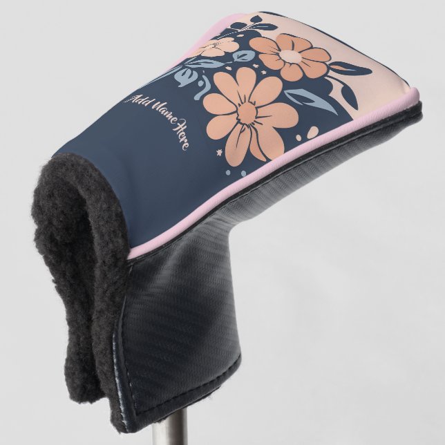 Personalisierte Blume Design Golf Putter Abdeckung Golf Headcover (3/4 Vorderseite)