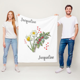 Personalisierte Blume DEZEMBER Narcissus Holly Fleecedecke