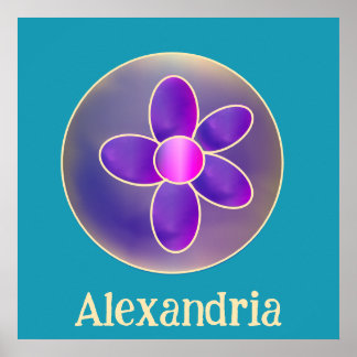 Personalisierte Blume Lila Aquamarines Hot Pink Poster