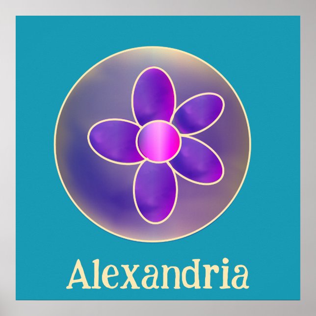 Personalisierte Blume Lila Aquamarines Hot Pink Poster (Vorne)