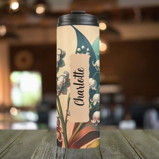 Personalisierte Blume Maigeburt Lily of the Valley Thermosbecher (20 oz thermal tumbler for those born in the month of May.)