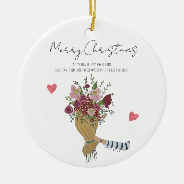 Personalisierte Blume "Mit Liebe" für den besten F Keramik Ornament (Vorne)