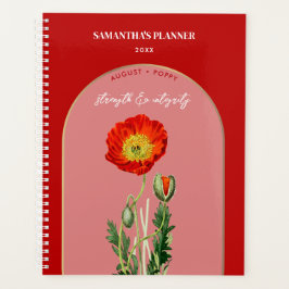 Personalisierte Blume Monat August Mohn Planer