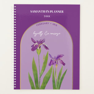 Personalisierte Blume Monat Februar Iris Planer