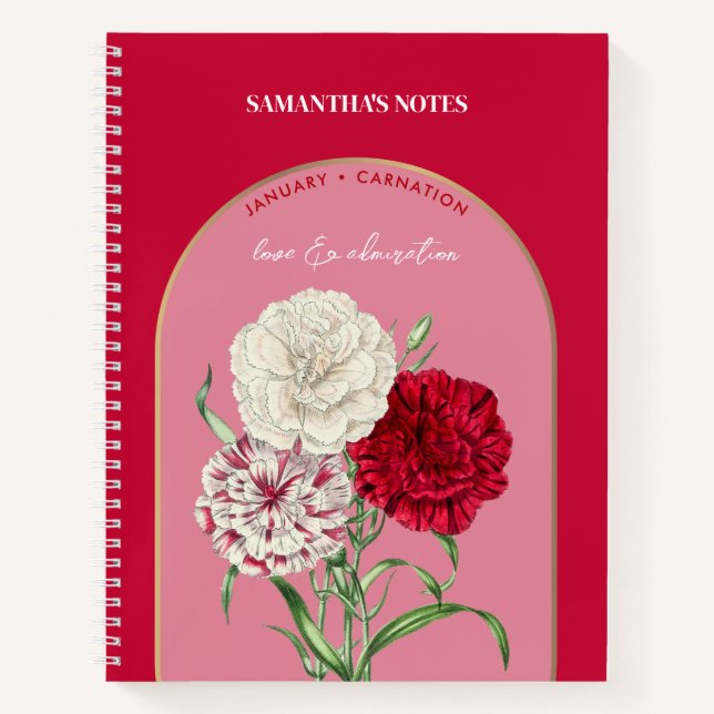 Personalisierte Blume Monat Januar Nation Notizbuch (Vorderseite)