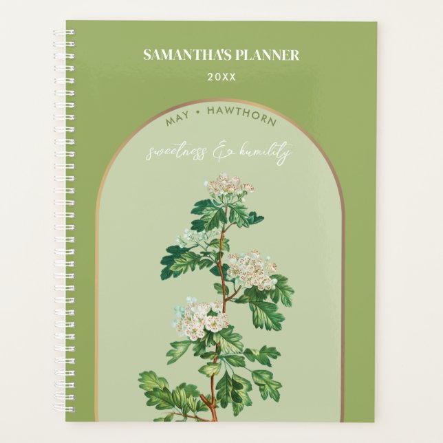 Personalisierte Blume Monat Mai Hawthorn Planer (Vorderseite)