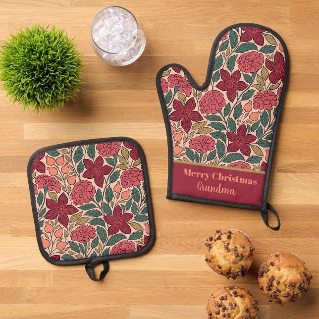 Personalisierte Blume Oven Mitt & Pot Ho Ofenhandschuh & Topflappen-Set (Von Creator hochgeladen)