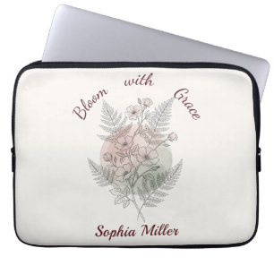 Personalisierte Blume Rosa Rose Benutzername Büro Laptopschutzhülle