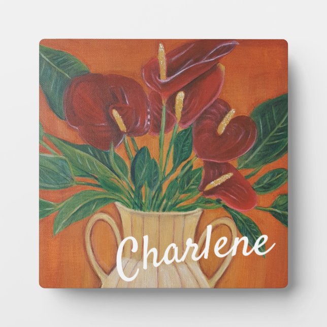 Personalisierte Blume Rot Antrium Plaque Fotoplatte (Vorderseite)