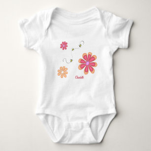 Personalisierte Blume und Baby Bodysuit Baby Strampler