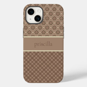Personalisierte Blume und Karierter Fall per Telef Case-Mate iPhone 14 Hülle