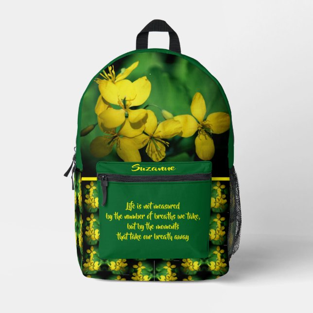 Personalisierte Blume von Inspiration Bedruckter Rucksack (Vorderseite)