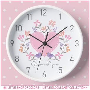 Personalisierte Blumen Herz Mädchen Kinderzimmer W Uhr