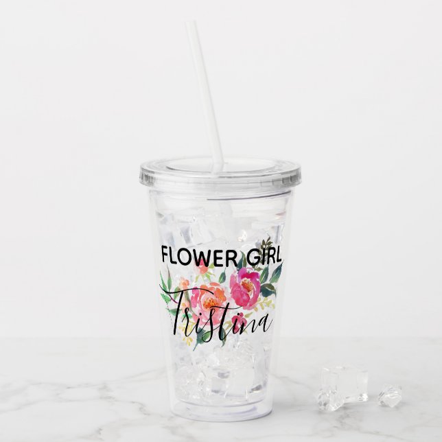 Personalisierte Blumen-Mädchen-Schale Acryltrinkbecher (Vorderseite Ice)