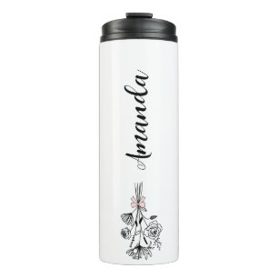 Personalisierte Blumen-Name Geburtsmonatsblume Thermosbecher