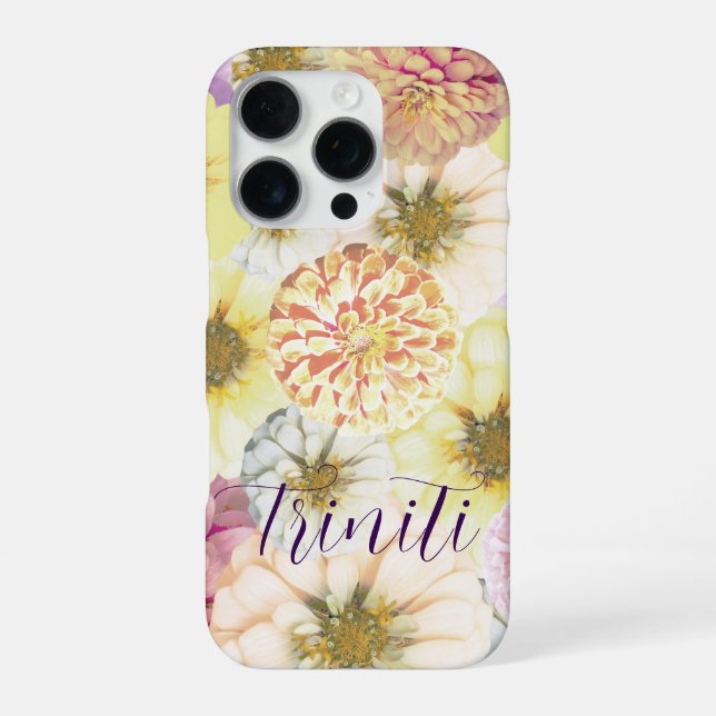 Personalisierte Blumen-Name-Handyhülle für Frauen iPhone Hülle (Rückseite)