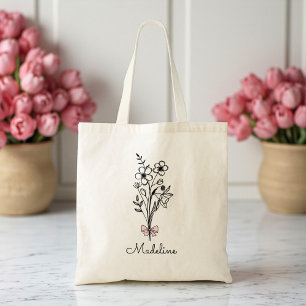 Personalisierte Blumen-Rosa-Schleife für Brautjung Tragetasche