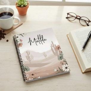 Personalisierte Blumen & Western Desert Notizbuch
