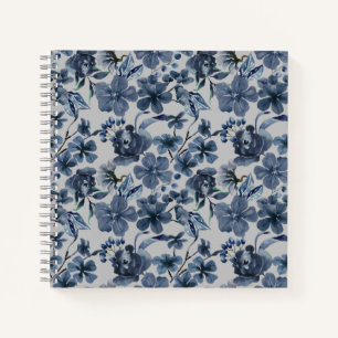 Personalisierte Blumenblauer und weiße Blume Notizbuch