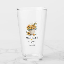 Personalisierte Blumenblume Hochzeit Glas