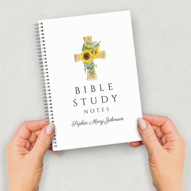 Personalisierte Blumenblumen Religiöses Kreuz Notizbuch (Personalized Floral Sunflowers Religious Cross Notebook)