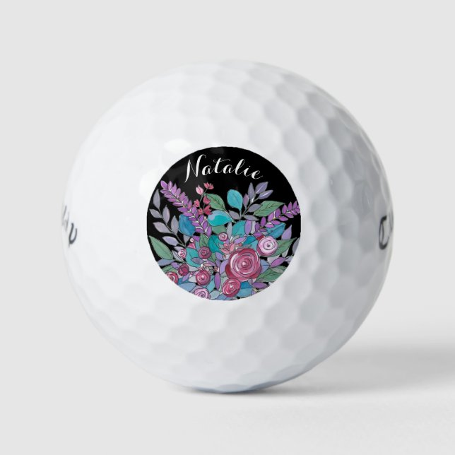 Personalisierte Blumendamen Golfball (Vorderseite)