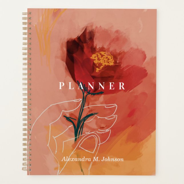 Personalisierte Blumenfarbe Hübsch Abstrakt Planer (Vorderseite)