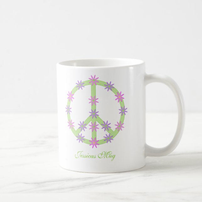 Personalisierte Blumenfriedenszeichen-Tasse Kaffeetasse (Rechts)
