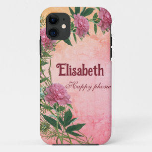 Personalisierte, blumengeschmückte, rustikale Pfir Case-Mate iPhone Hülle