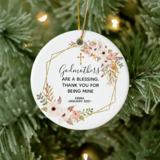 Personalisierte Blumengodmutterschmuck Keramik Ornament