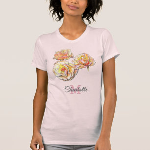 Personalisierte Blumengräfik mit handgezeichneten T-Shirt