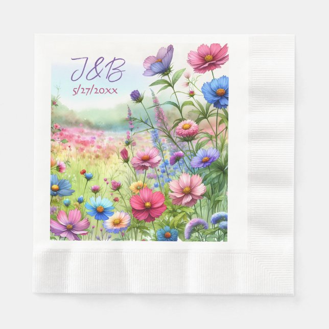 Personalisierte Blumenhochzeit Personalisiert Serviette (Vorderseite)