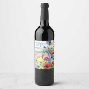 Personalisierte Blumenhochzeit Personalisiert Weinetikett