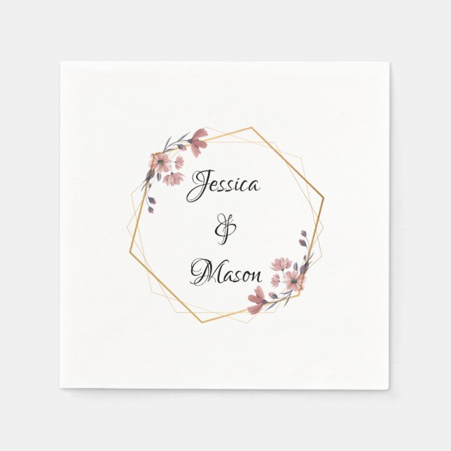 Personalisierte Blumenhochzeit Serviette (Vorderseite)