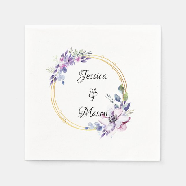 Personalisierte Blumenhochzeit Serviette (Vorderseite)