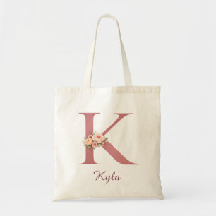 Personalisierte Blumeninitiale K Tote Bag Tragetasche