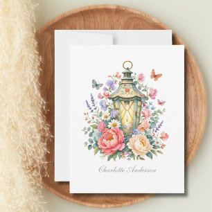 Personalisierte Blumenlaterne Schmetterling Cottag Mitteilungskarte