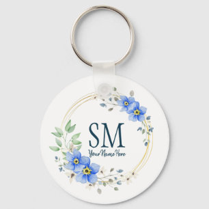 Personalisierte Blumenmonogramm Wildblumen Schlüsselanhänger